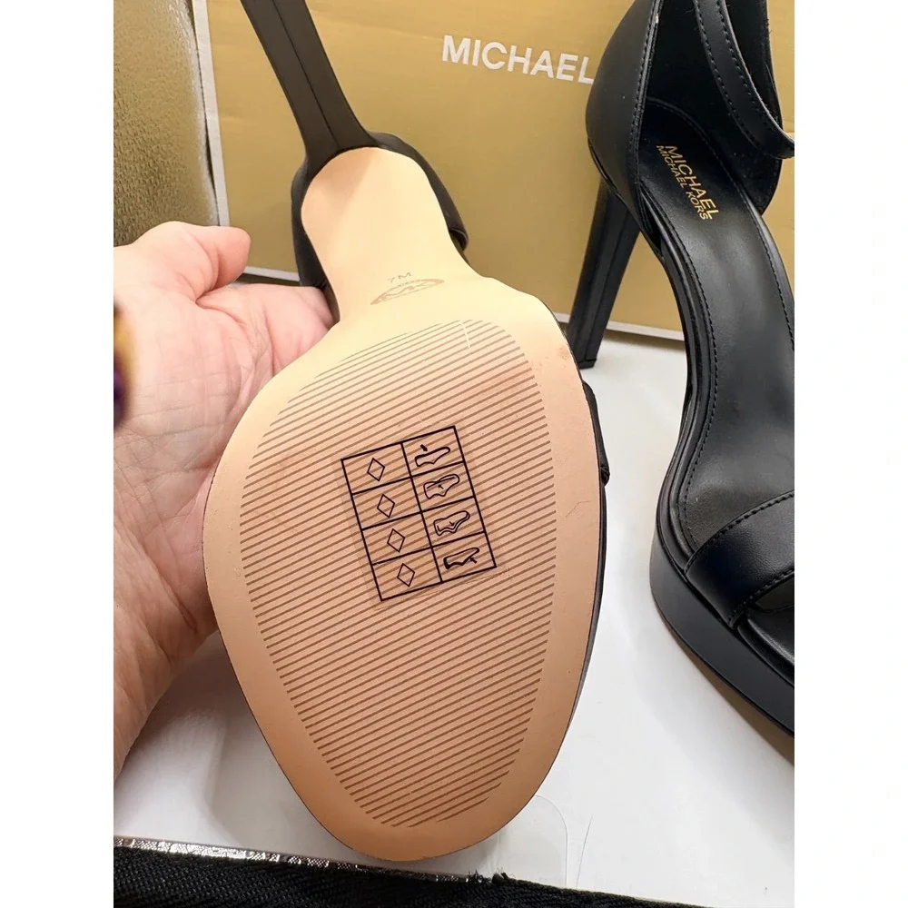 Michael Kors Margot Platform Faux Leather Black Sz 7M
